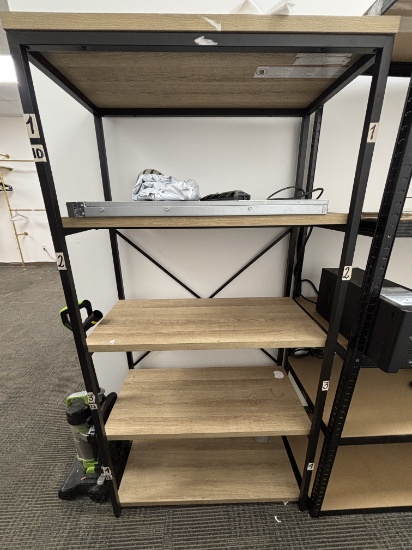 Metal Shlving Unit W/ Wood Shelfs - 5 Shelf Unit