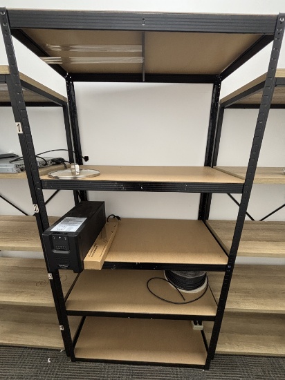 Metal Shlving Unit W/ Wood Shelfs - 5 Shelf Unit
