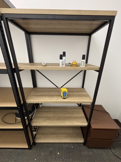 Metal Shlving Unit W/ Wood Shelfs - 5 Shelf Unit