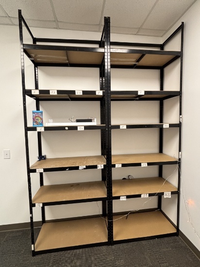 LARGE 6 Shelf Rack / Metal Rack W/ Wood Shelves - LIKE NEW