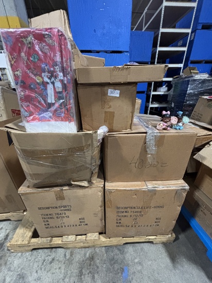 Large Pallet Lot of Party Supplies PokeMon Theme & Baby Items Pallet Lot