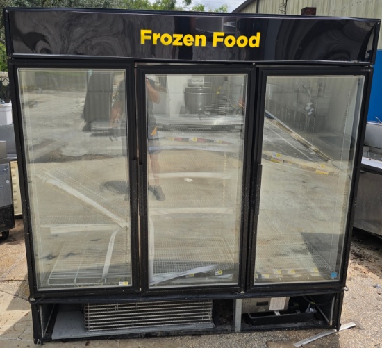 True GDM-72F-LD Three Glass Door Illuminated Merchandiser Freezer