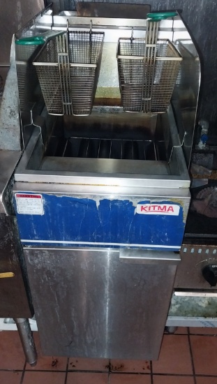 Kitma Gas Double Fryer with sidesplash and baskets