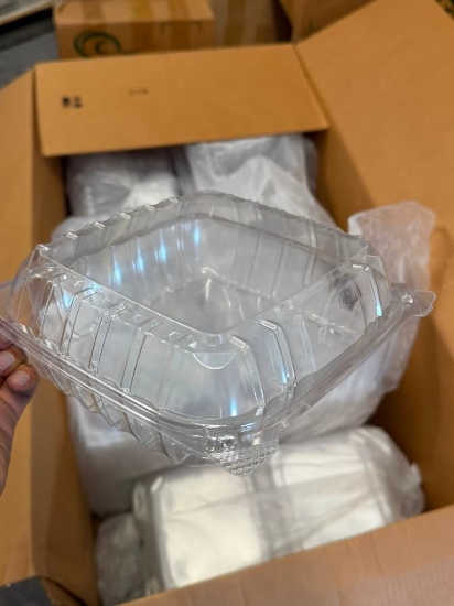 Clear Plastic Hinged-Lid Food Containers - Bulk Box