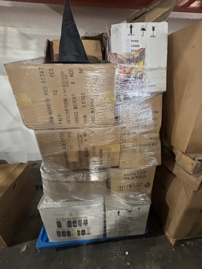 Large Pallet Lot of Party Supplies & Costumes / Witch Hats & More
