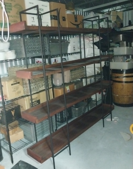Metal and Wood Display Shelf 80in high by 76in long