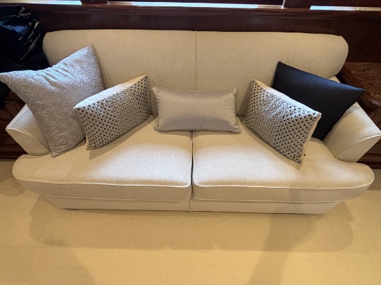 Large White Sofa W/ Cushions & Pillows / White Couch Set