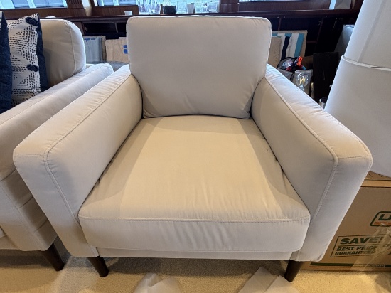 Large White Side Chair W/ Cushion & Pillows / White - Single Seat
