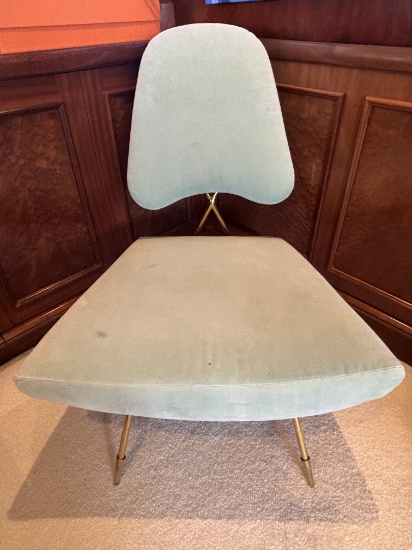 Jonathan Adlers Side Chair - Metal Frame W/ Green Cushion Decorative Chair
