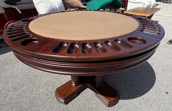 Large Solid Wood Table / Poker Table W/ Protective Cover - Multi Use Table