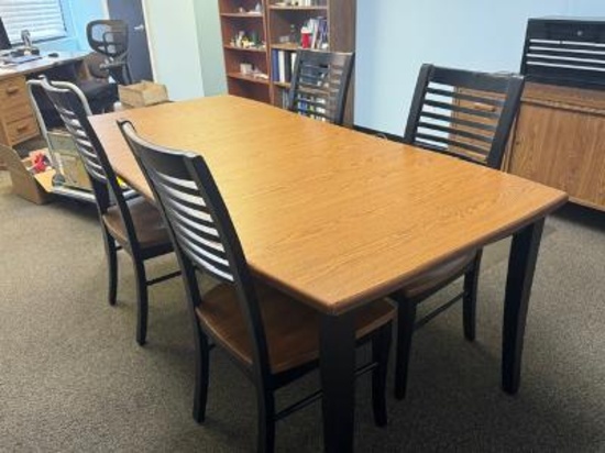 78" x 35" Dinette Set with Dining Table and (4) Ladder Back Dinning Chairs