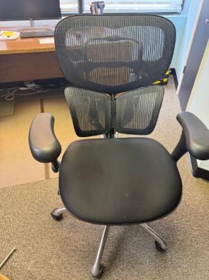 Executive Chair with rolling metal base / pneumatic controls and lumbar support
