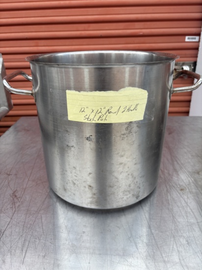 12" Round by 12" Deep Stainless Steel Stock Pot W/ Handles - Kosher Stock Pot
