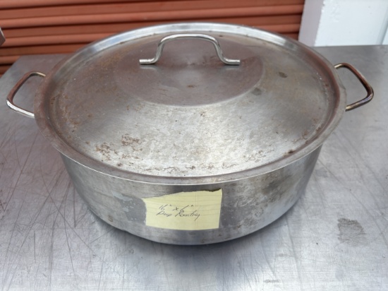 16" by 6" Deep Stainless Steel Roasting Pan W/ Handles & Lid - Kosher Pan