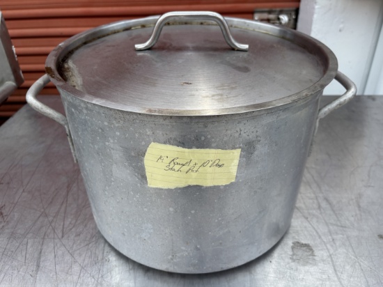 14" Round by 10" Deep Aluminum Stock Pot W/ Handles & Lid - Kosher Pot