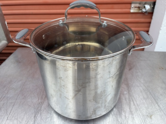 DAVID BURKE Gourmet Pro 12 Qt Stock Pot W/ Glass Lid & Handles - Kosher