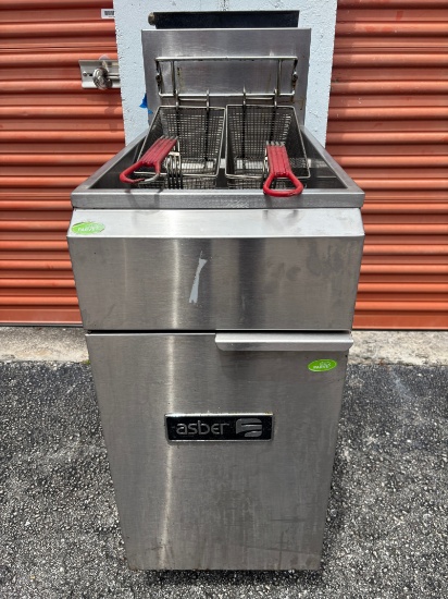 ASBER 45 LB Gas Powered Deep Fryer W/ Baskets - Model AEF-4050 - LP