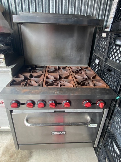 MATAK 6 Burner Range W/ Stainless Steel Front & Oven - Kosher Oven on Casters