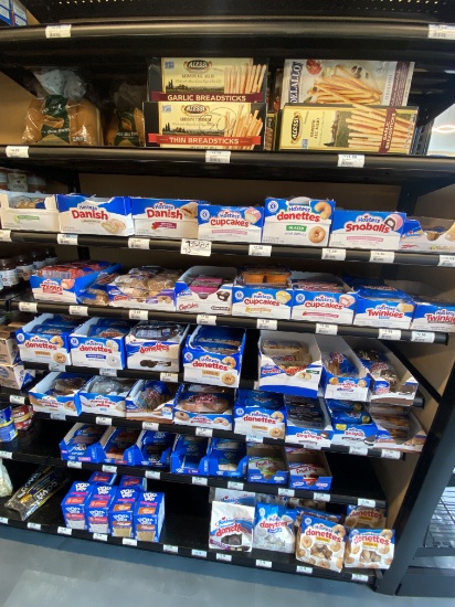 7 shelf of Snacks,Pastries and etc , Lot price