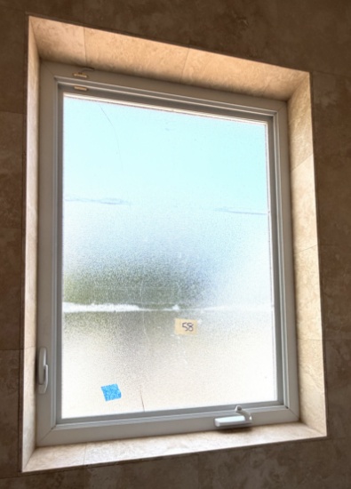 Impact Window, Frosted Finish, 36" X 46", Aluminum Casing, Professionally Rem