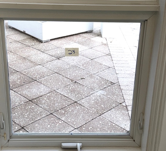 Impact Window, Grey Tint, 34" X 34", Aluminum Casing, Professionally Removed