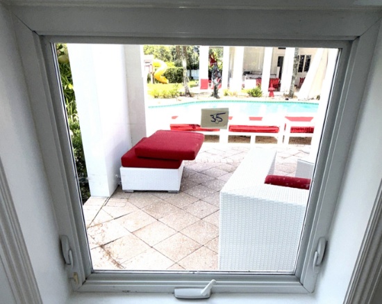 Impact Window, Grey Tint, 34" X 34", Aluminum Casing, Professionally Removed