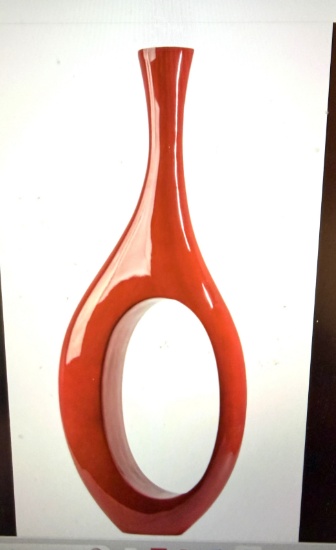 C17R,Trombone Vase // Small Red, 16" X 7.5"
