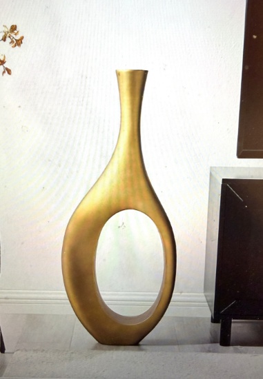 C18BR,Trombone Vase Large Matte Bronze, 24" X 10"