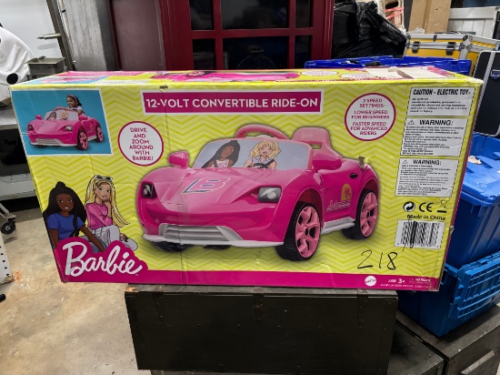 Brand New BARBIE 12V Driveable Car W/ Convertible Top / Running Car W/ Batteries