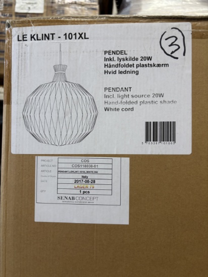 LE KLINT Model 101XL White Hand-Folded Pendant Light Fixture – New in Box