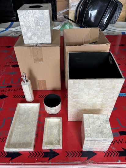 Brand New Oyster shell Pearl White Bathroom Set - 8 pcs set all sold for One Price