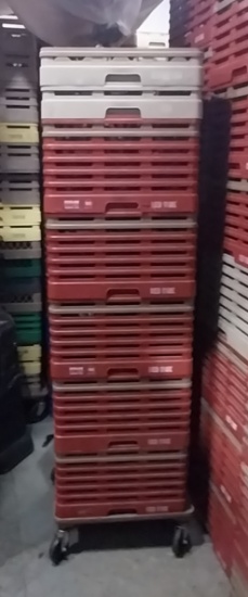 Commercial Restaurant Style Glass Racks W/ (36) Glasses - Assorted Glass Racks W/ Glass & Dolly