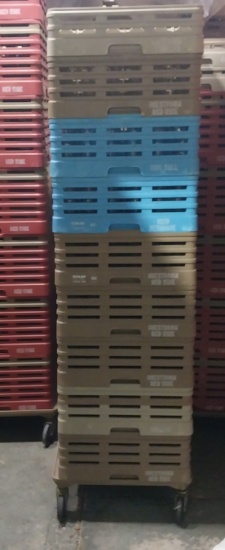 Commercial Restaurant Style Glass Racks W/ (100) Glasses - Assorted Glass Racks W/ Glass & Dolly