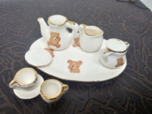 Miniature Porcelain Tea Set with Teddy Bears