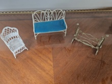 Miniature Metal & Wicker Dollhouse Furniture