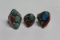 (3) NAVAJO TURQUOISE AND CORAL RINGS SET IN SILVER - TRADITIONAL DESIGN