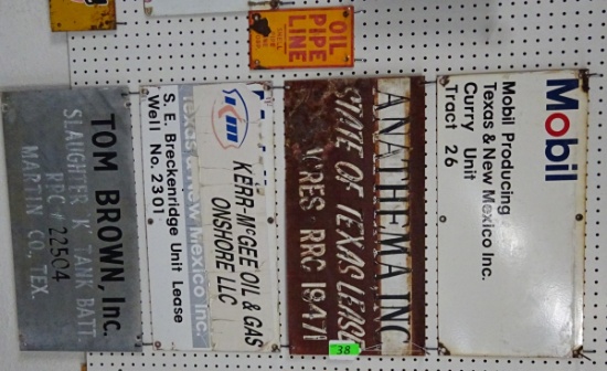 (5) VINTAGE OIL FIELD LEASE SIGNS