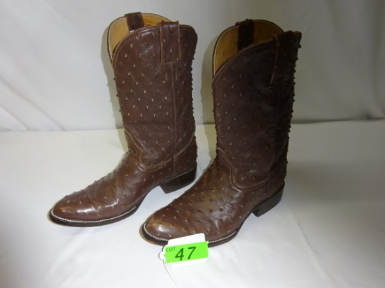 MEN'S BROWN OSTRICH EL PATRON BOOTS, SIZE 10C