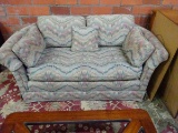 FLAME STITCH UPHOLSTERED LOVESEAT