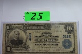SERIES OF 1902 TEN DOLLAR NATIONAL CURRENCY NOTE, FIRST NATIONAL BANK OF DEWITT IOWA,