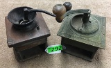 (2) VINTAGE COFFEE GRINDERS - NO DRAWERS