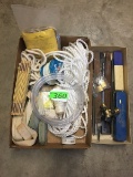 ASSORTED WORK ITEMS INCLUDING FILES; CLEAR TUBING; NYLON STRAPS; ROPE; RULER