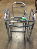 (2) ALUMINUM WALKERS: (1) WITH WHEELS
