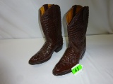 PAIR MEN'S BROWN ALLIGATOR CUSTOM BOOTS SIZE 10C