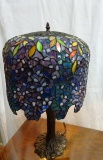 DALE TIFFANY STAIN GLASS LAMPSHADE & LAMP