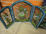 STAIN GLASS FIREPLACE SCREEN