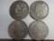 (4) VF-AU MORGAN SILVER DOLLARS, 1889, 1890, 1891, 1892