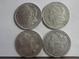 (4) VF-AU MORGAN SILVER DOLLARS, 1883-O, 1884, 1885-O, 1886