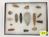 (15) PALEO INDIAN OF ASSORTED DART, SPEAR POINTS, BLADES AND ARROWHEADS