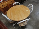 ROUND BUTCHER BLOCK TOP TABLE AND 4 CHAIRS